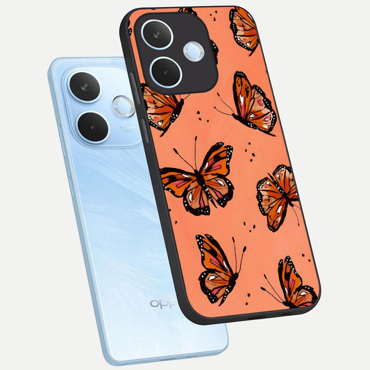  Coral Wing Butterfly phone case For Oppo Reno 15 Pro mini showing premium glass back cover with detailed artwork