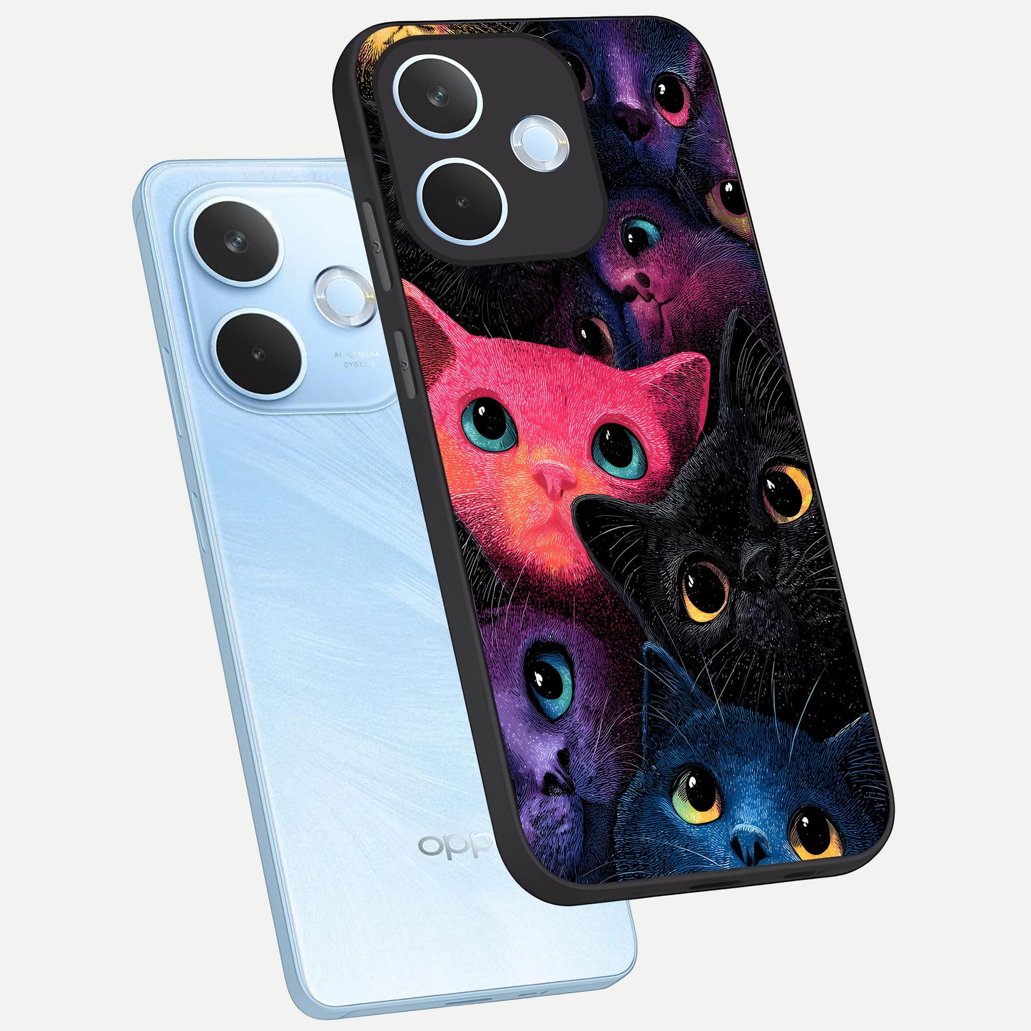  Cosmic Cats Dreams phone case For Oppo Reno 15 Pro mini showing premium glass back cover with detailed artwork
