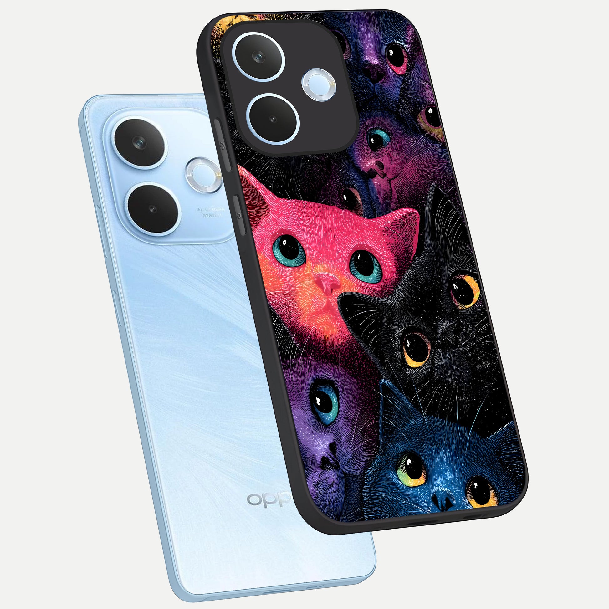  Cosmic Cats Dreams phone case For Oppo Reno 15 Pro mini showing premium glass back cover with detailed artwork