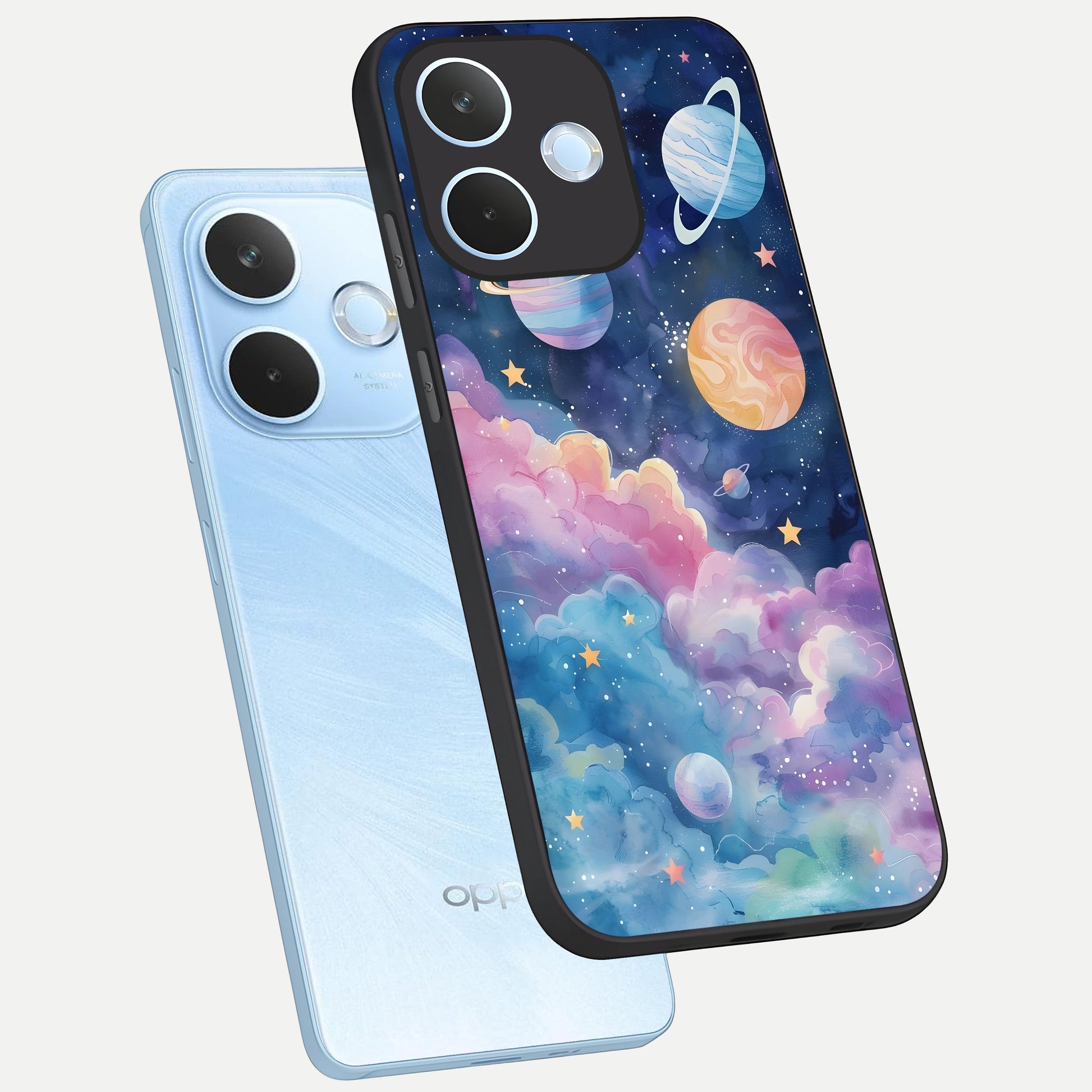  Cosmic Planet Dreams phone case For Oppo Reno 15 Pro mini showing premium glass back cover with detailed artwork