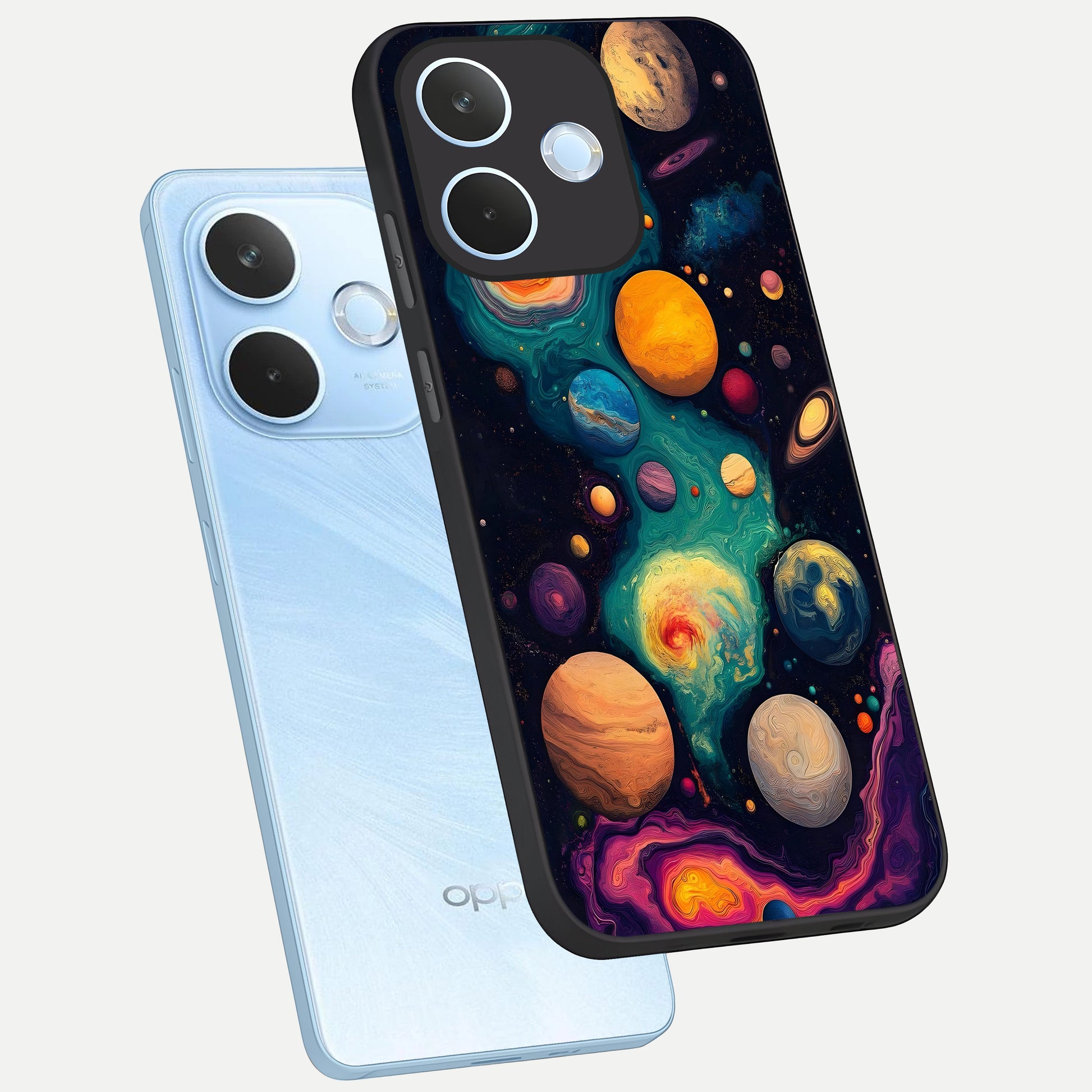  Cosmic Planet Journey phone case For Oppo Reno 15 Pro mini showing premium glass back cover with detailed artwork