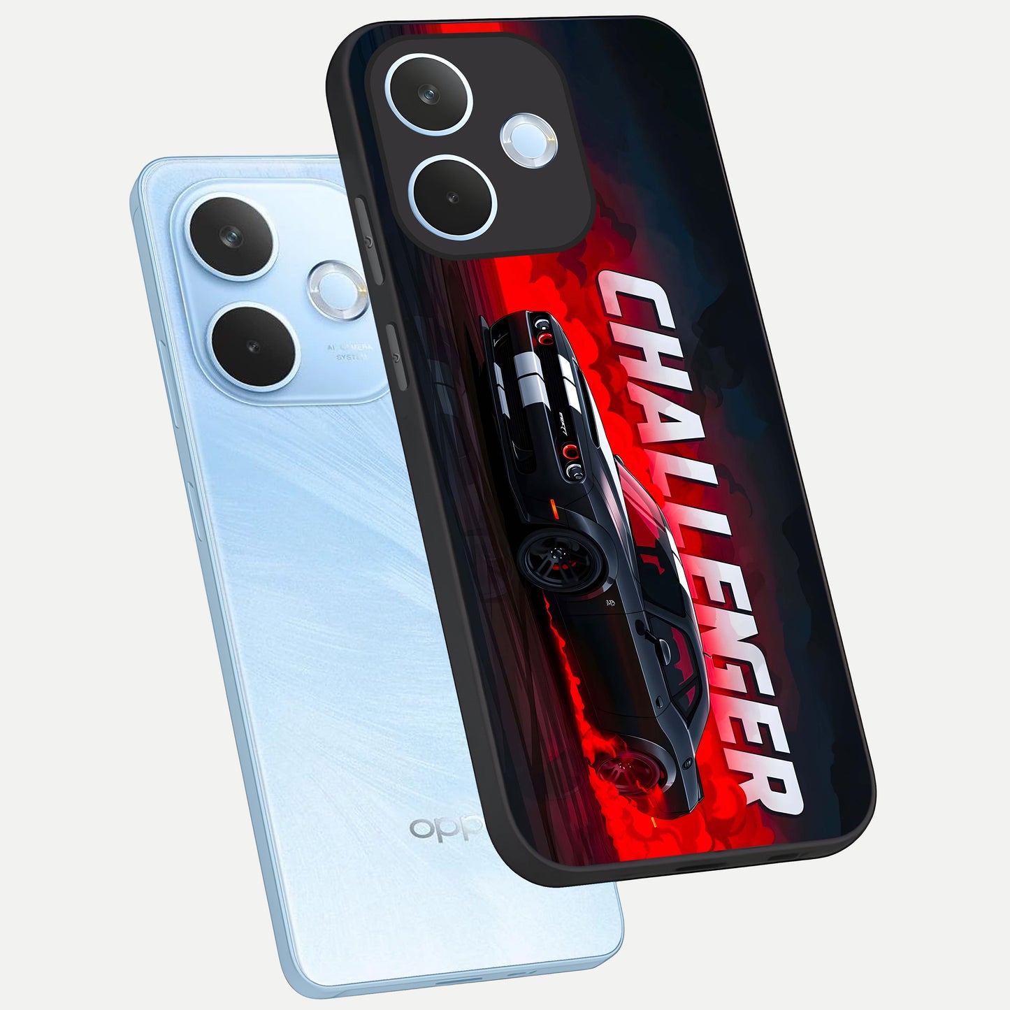  Crimson Challenger Fury phone case For Oppo Reno 15 Pro mini showing premium glass back cover with detailed artwork