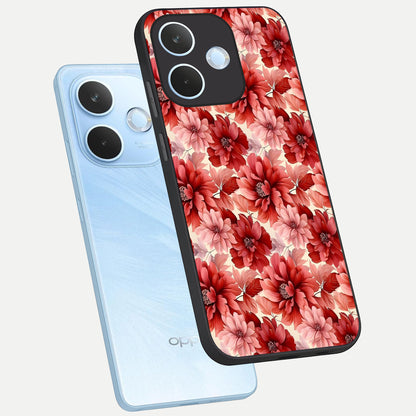  Crimson Love Petals phone case For Oppo Reno 15 Pro mini showing premium glass back cover with detailed artwork