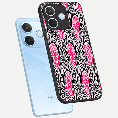  Crimson Paisley Charm phone case For Oppo Reno 15 Pro mini showing premium glass back cover with detailed artwork