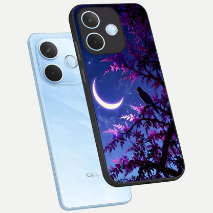  Crow And Moon Scenery phone case For Oppo Reno 15 Pro mini showing premium glass back cover with detailed artwork