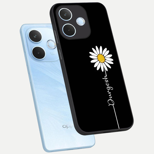  Custom Name White Flower phone case For Oppo Reno 15 Pro mini showing premium glass back cover with detailed artwork