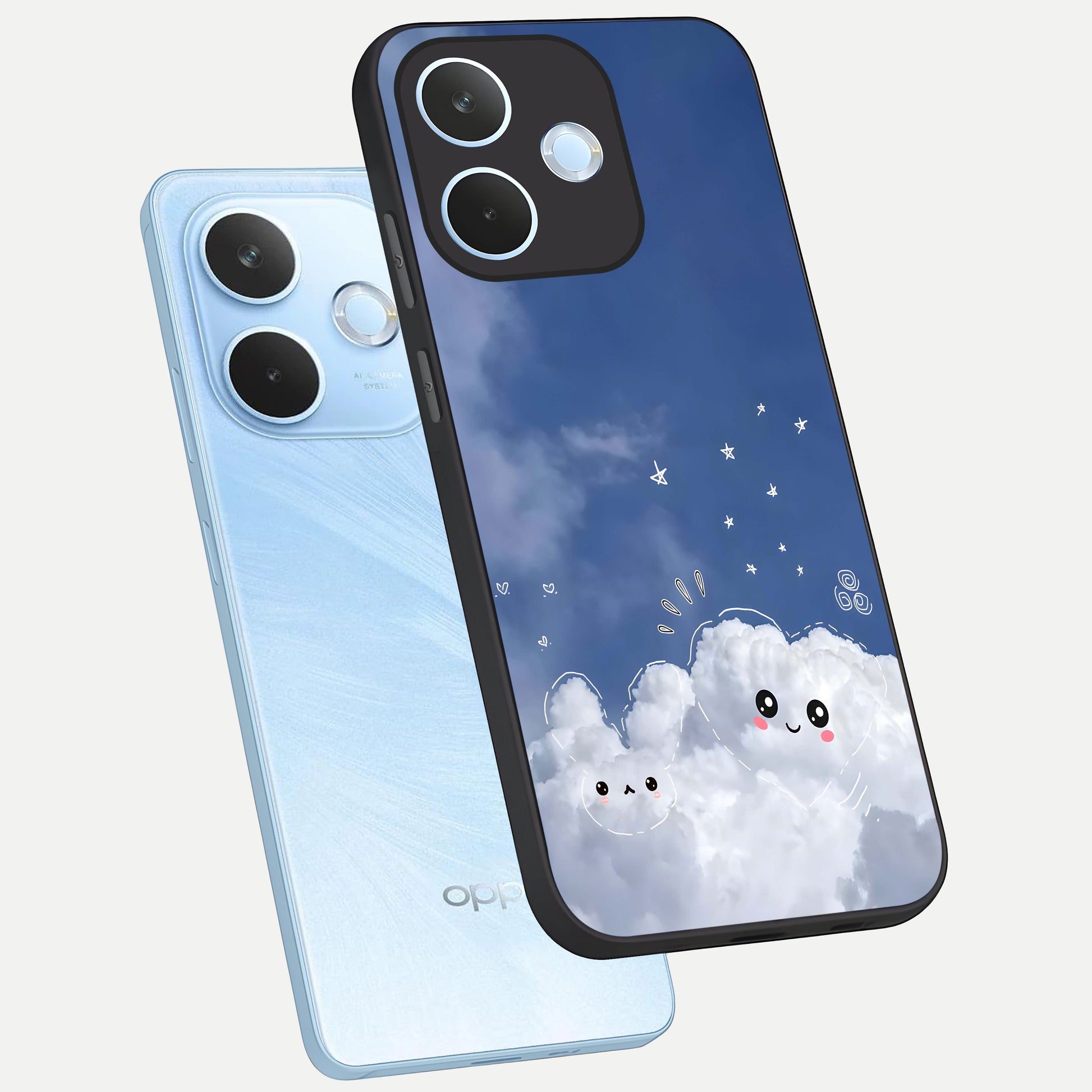  Cute Blossom Cloud phone case For Oppo Reno 15 Pro mini showing premium glass back cover with detailed artwork