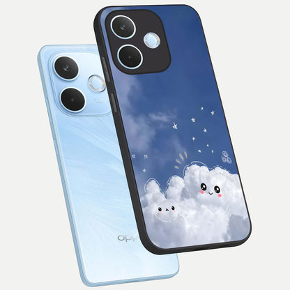  Cute Blossom Cloud phone case For Oppo Reno 15 Pro mini showing premium glass back cover with detailed artwork