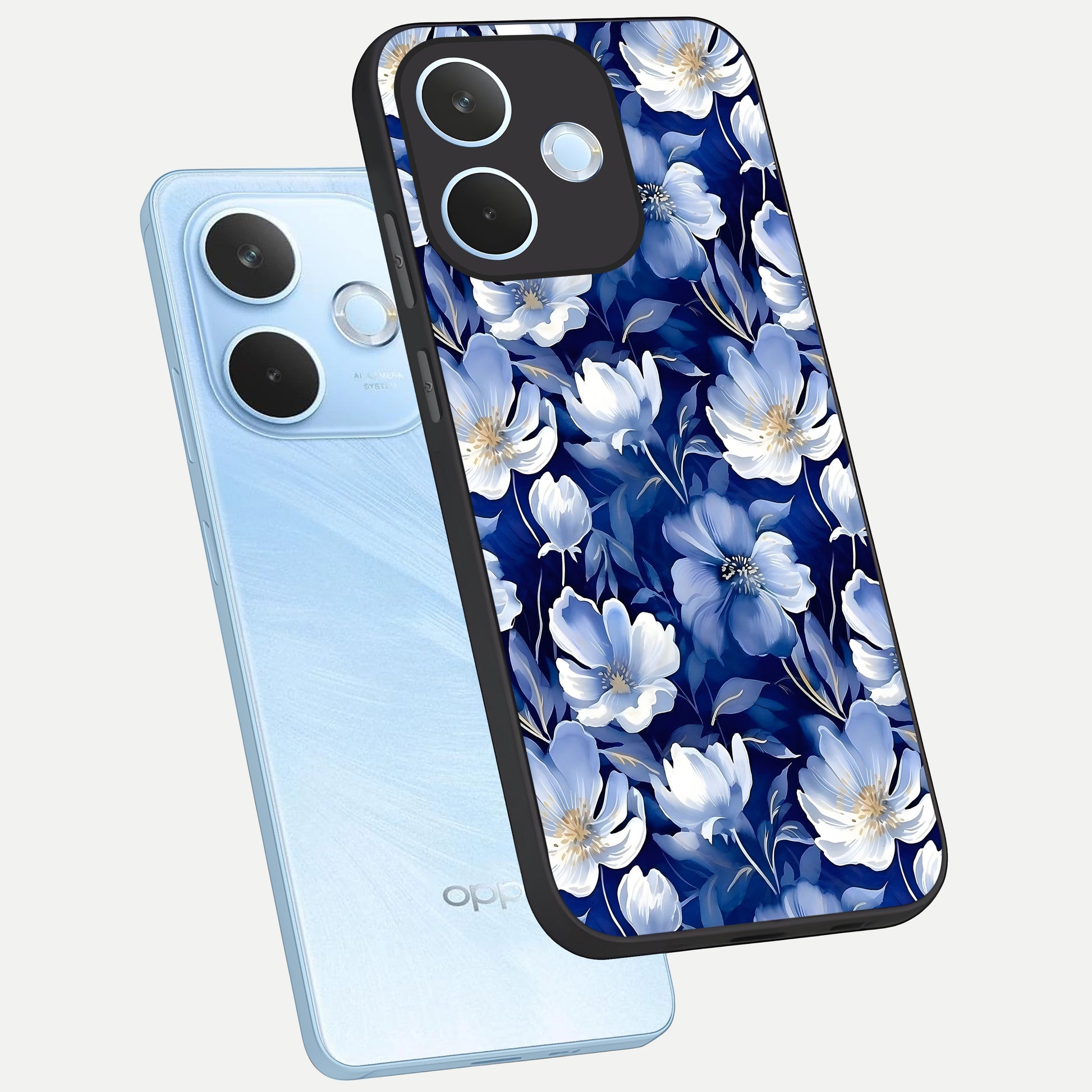  Cute Floral Patterns phone case For Oppo Reno 15 Pro mini showing premium glass back cover with detailed artwork