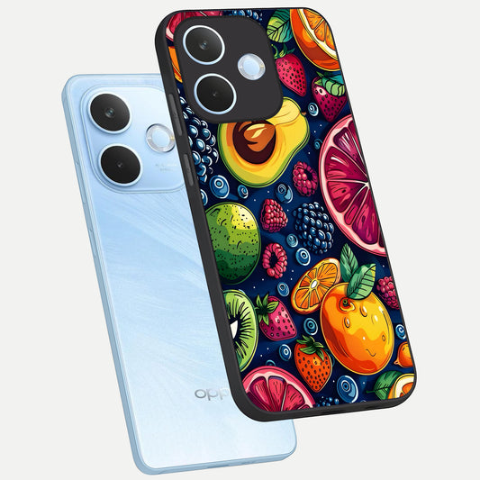  Cute Fruits Art phone case For Oppo Reno 15 Pro mini showing premium glass back cover with detailed artwork