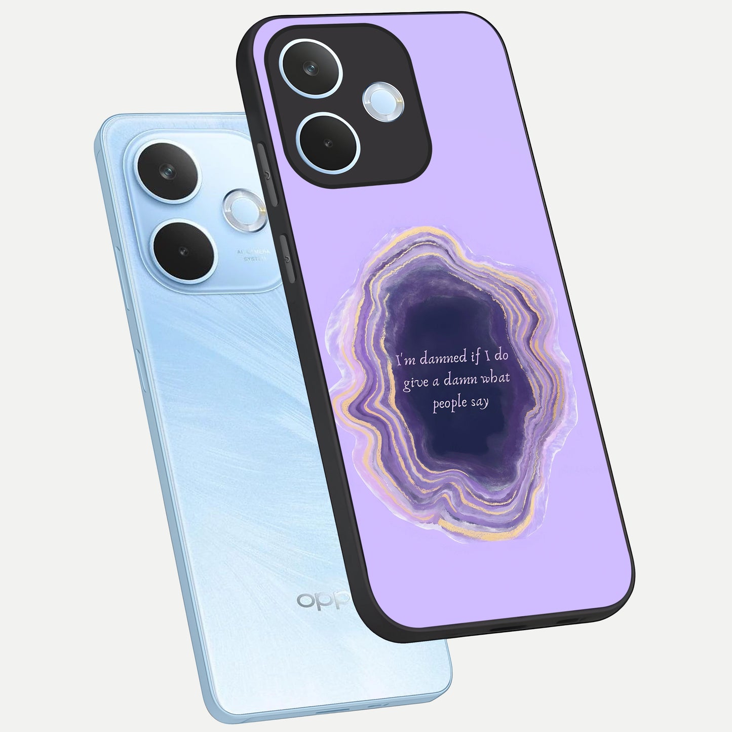  Damned People Quote phone case For Oppo Reno 15 Pro mini showing premium glass back cover with detailed artwork