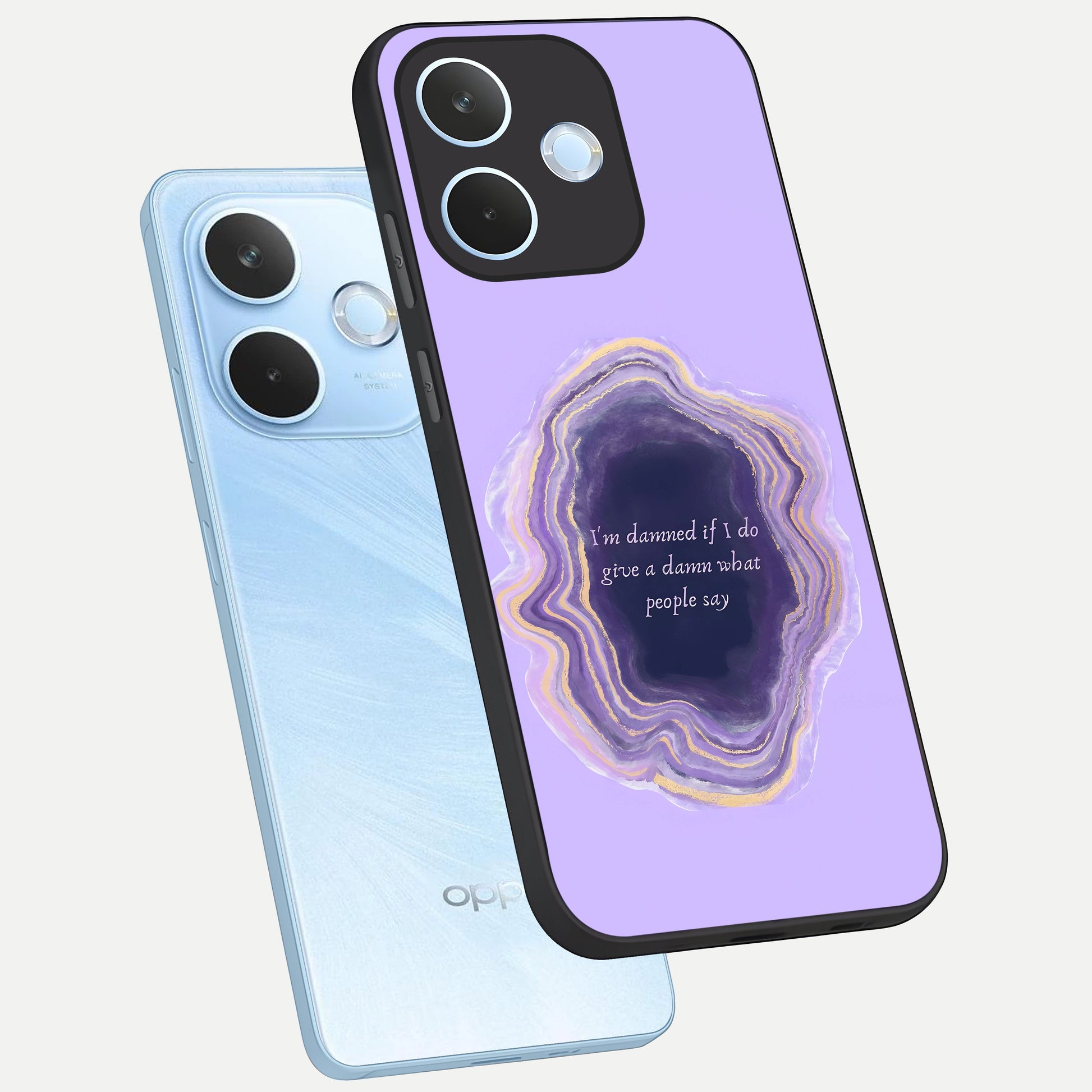  Damned People Quote phone case For Oppo Reno 15 Pro mini showing premium glass back cover with detailed artwork