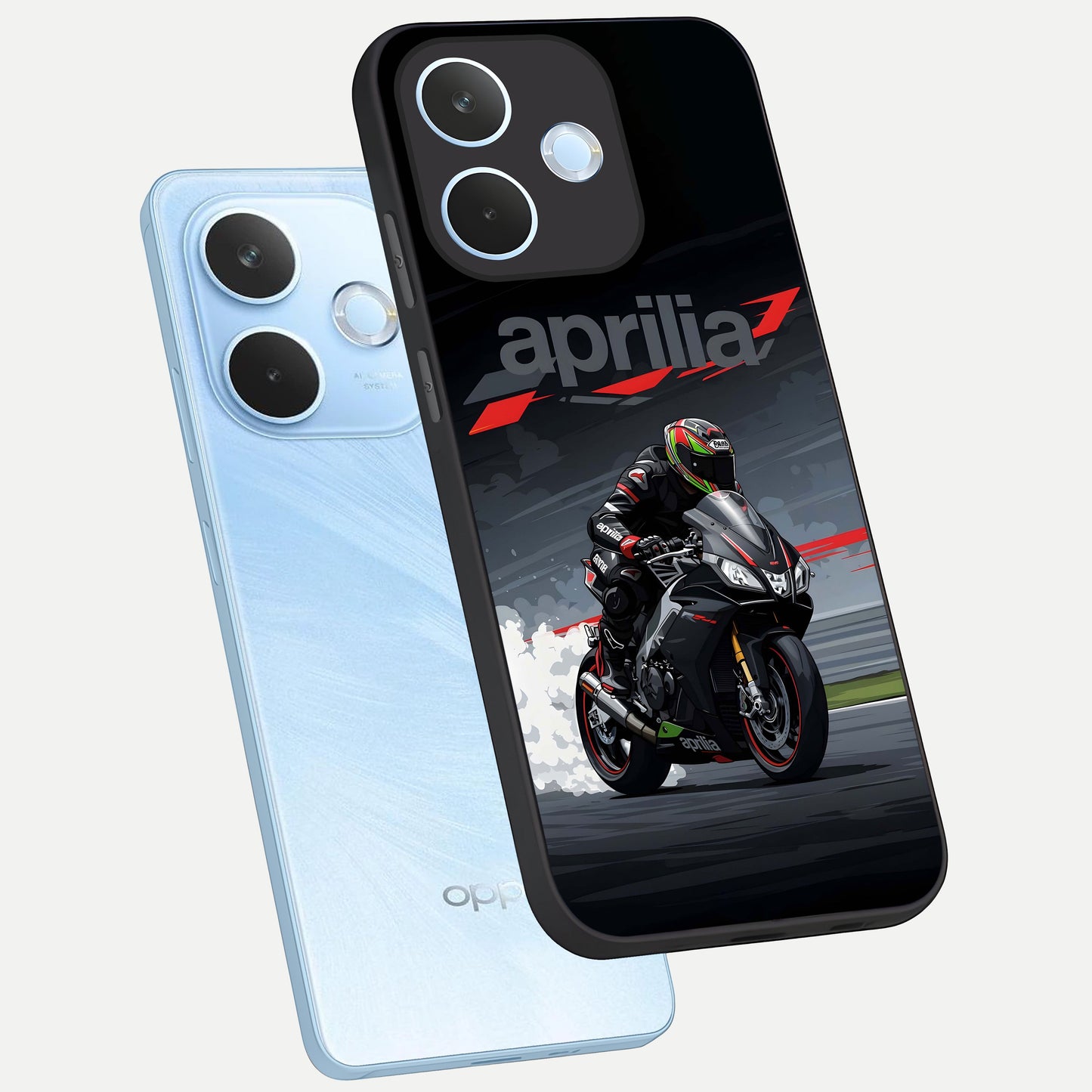  Dark Aprilla phone case For Oppo Reno 15 Pro mini showing premium glass back cover with detailed artwork