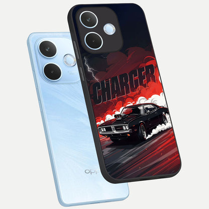  Dark Charger Fury phone case For Oppo Reno 15 Pro mini showing premium glass back cover with detailed artwork