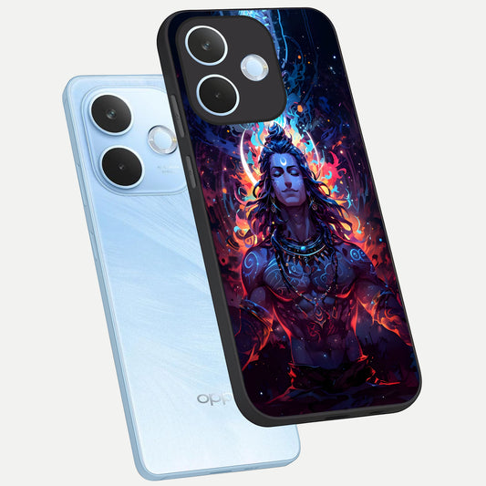  Divine Fire Shiv phone case For Oppo Reno 15 Pro mini showing premium glass back cover with detailed artwork