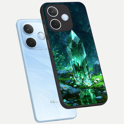  Emerald Light Crystal phone case For Oppo Reno 15 Pro mini showing premium glass back cover with detailed artwork