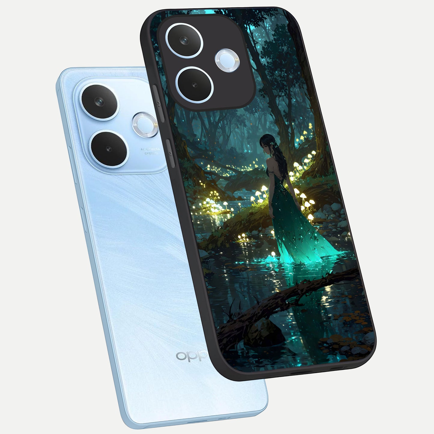  Enchanted Forest Glow phone case For Oppo Reno 15 Pro mini showing premium glass back cover with detailed artwork