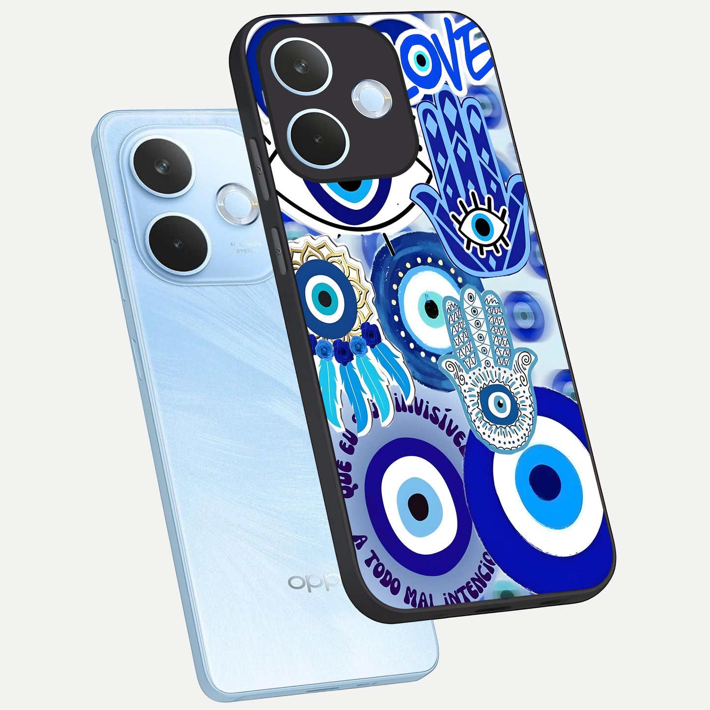  Evil Eyes Dream phone case For Oppo Reno 15 Pro mini showing premium glass back cover with detailed artwork
