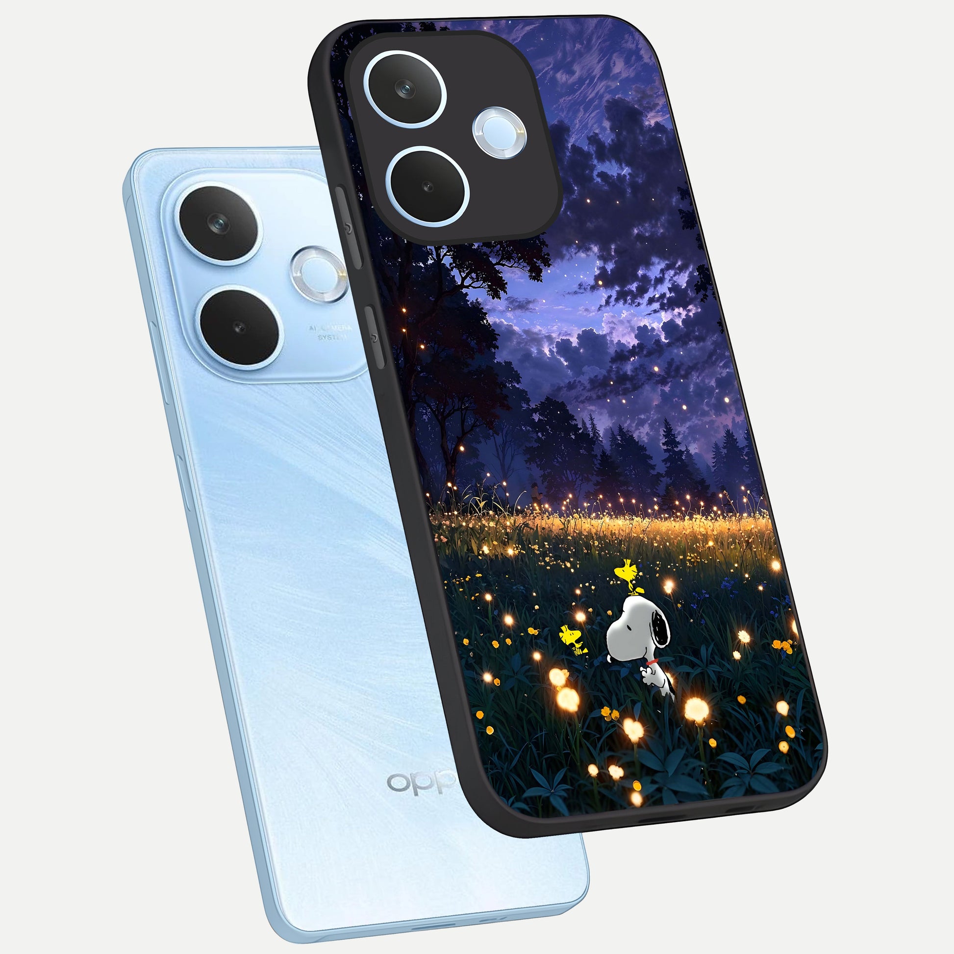  Firefly Meadow Magic phone case For Oppo Reno 15 Pro mini showing premium glass back cover with detailed artwork