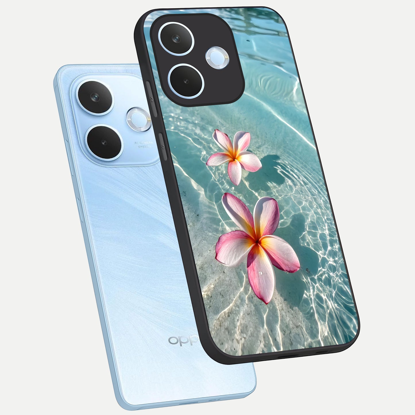  Floating Bloom Bliss phone case For Oppo Reno 15 Pro mini showing premium glass back cover with detailed artwork