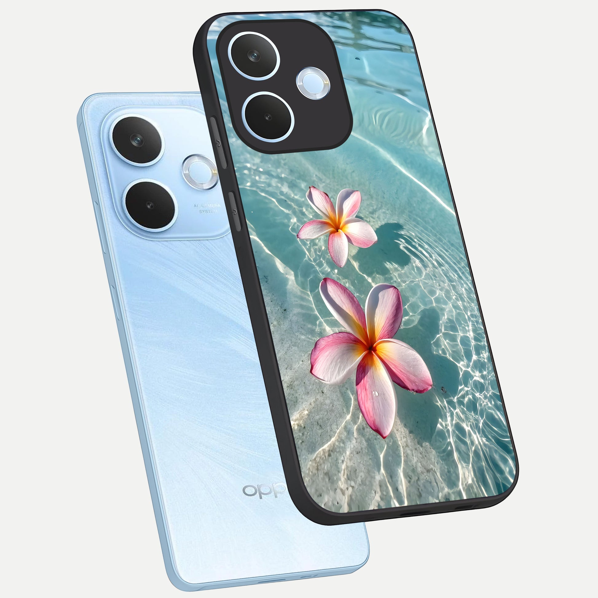  Floating Bloom Bliss phone case For Oppo Reno 15 Pro mini showing premium glass back cover with detailed artwork
