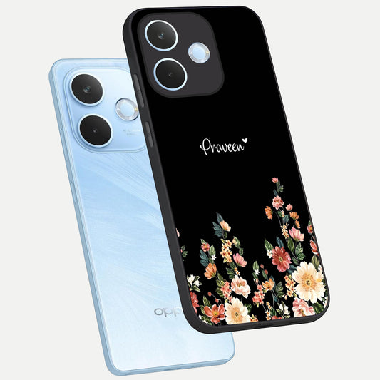  Floral Design Personalized Custom Name phone case For Oppo Reno 15 Pro mini showing premium glass back cover with detailed artwork