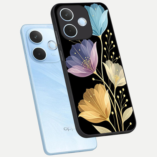  Flower Bloom Glow phone case For Oppo Reno 15 Pro mini showing premium glass back cover with detailed artwork
