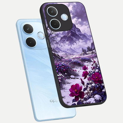  Flower Mountain View phone case For Oppo Reno 15 Pro mini showing premium glass back cover with detailed artwork