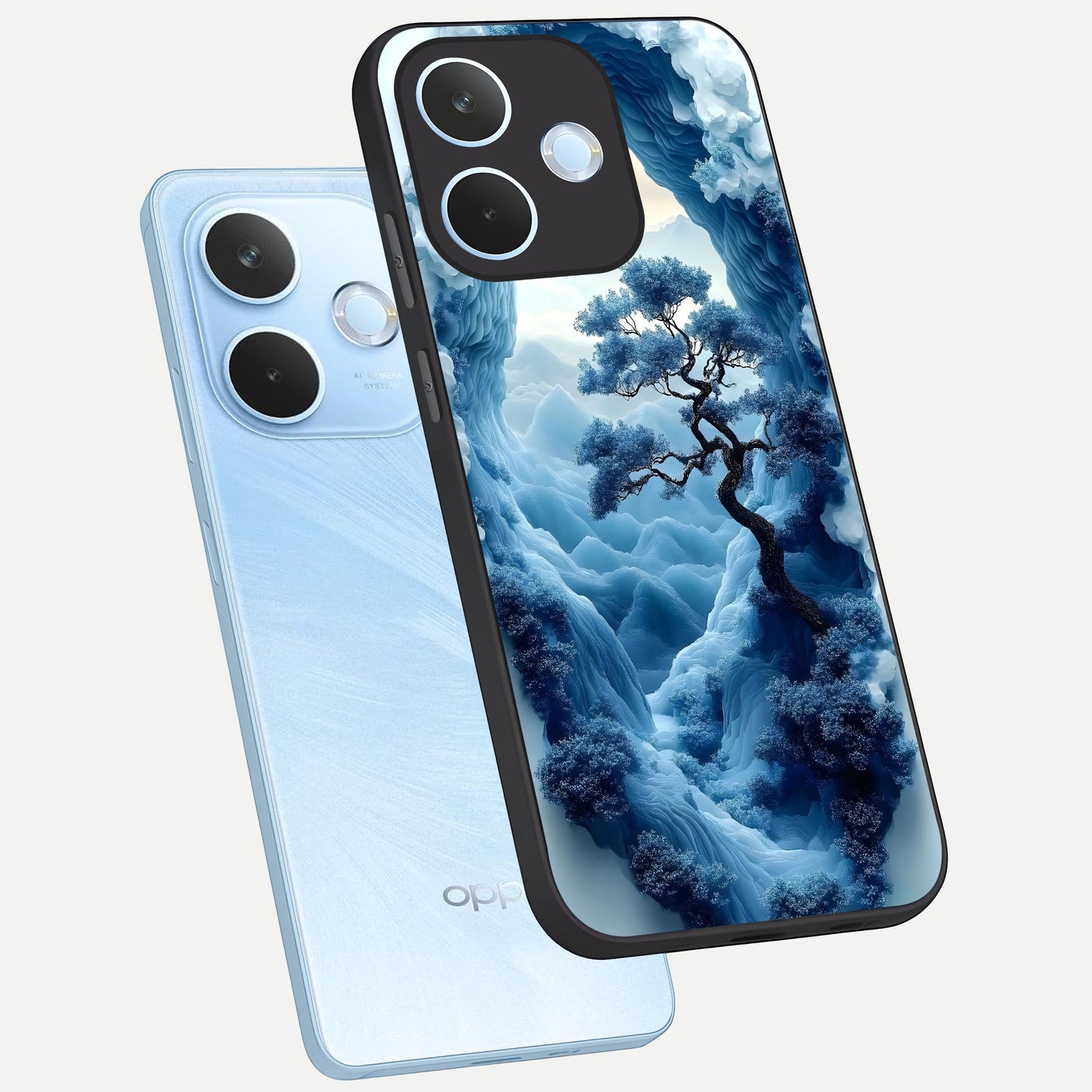  Frozen Serenity Gate phone case For Oppo Reno 15 Pro mini showing premium glass back cover with detailed artwork