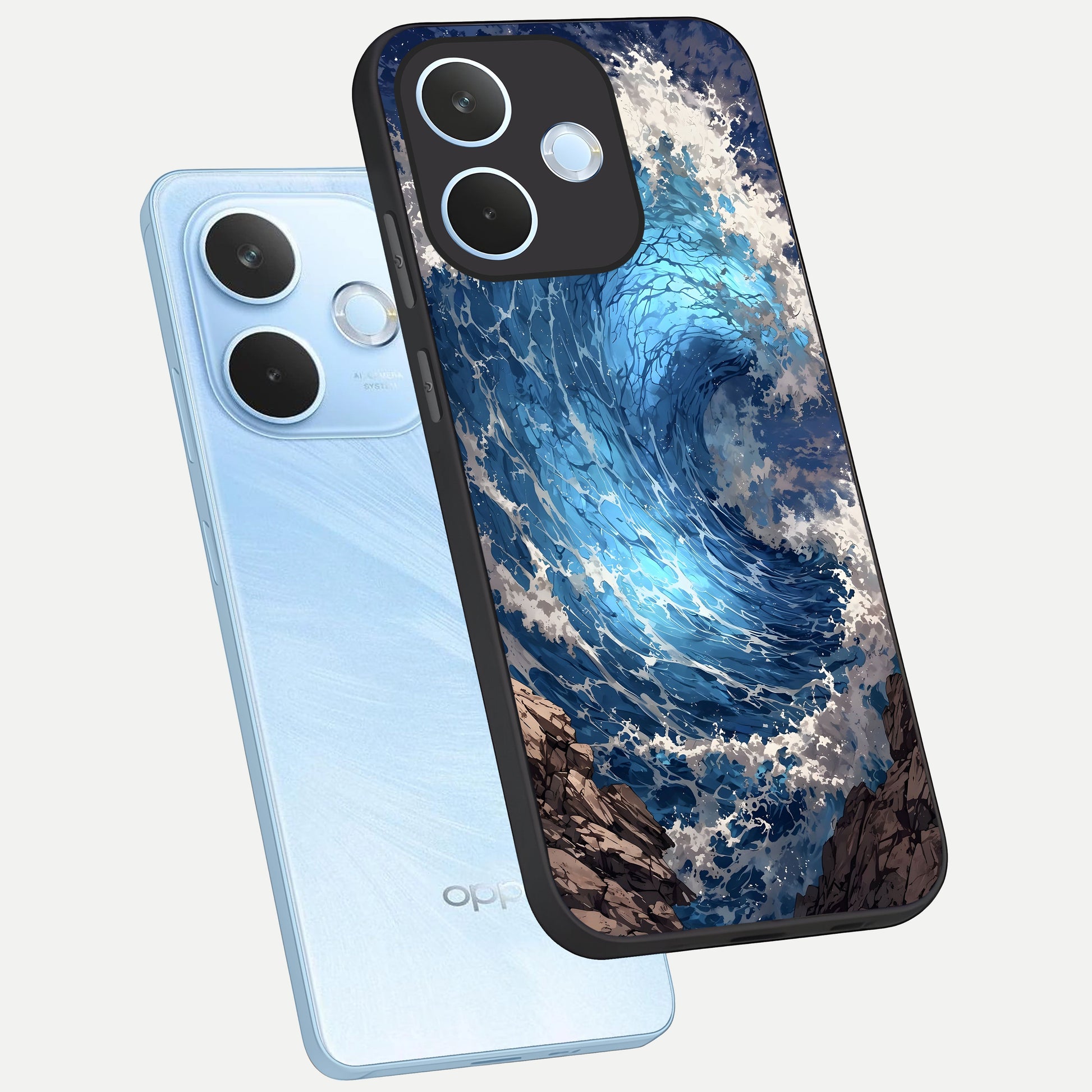  Giant Ocean Wave phone case For Oppo Reno 15 Pro mini showing premium glass back cover with detailed artwork