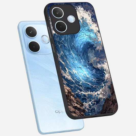  Giant Ocean Wave phone case For Oppo Reno 15 Pro mini showing premium glass back cover with detailed artwork