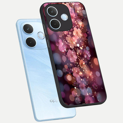  Glowing Petal Bliss phone case For Oppo Reno 15 Pro mini showing premium glass back cover with detailed artwork