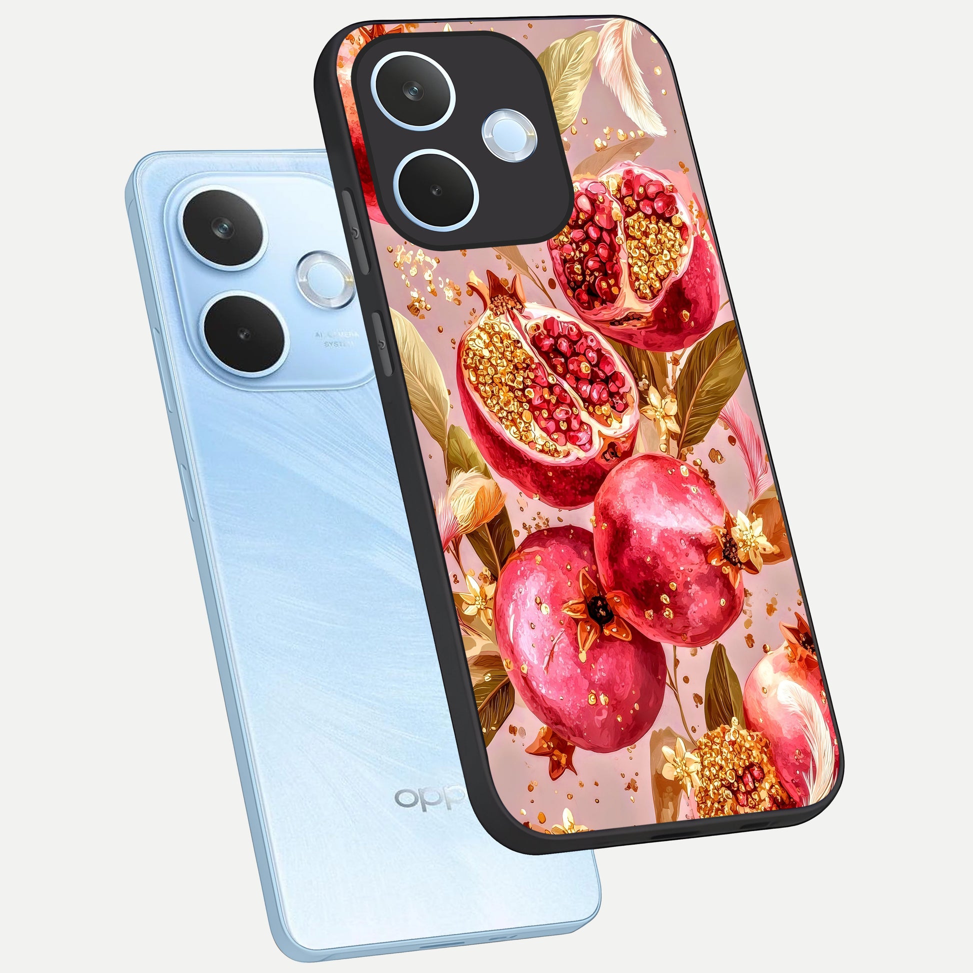  Golden Bloom Glow phone case For Oppo Reno 15 Pro mini showing premium glass back cover with detailed artwork