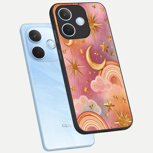  Golden Celestial Dreams phone case For Oppo Reno 15 Pro mini showing premium glass back cover with detailed artwork