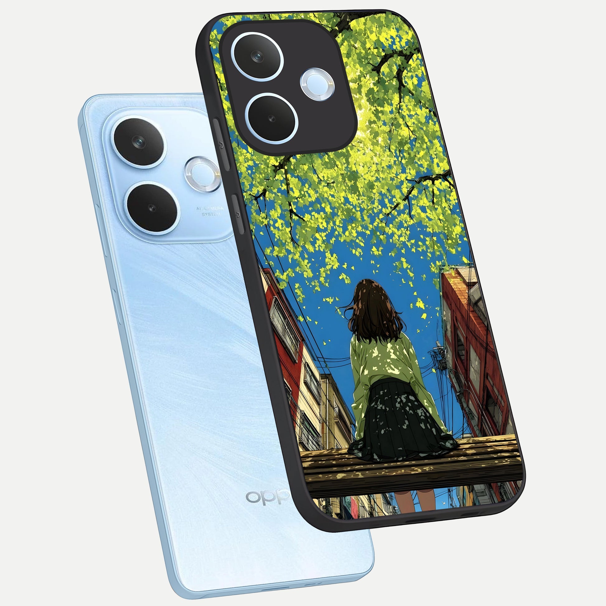  Golden Leaves Glow phone case For Oppo Reno 15 Pro mini showing premium glass back cover with detailed artwork