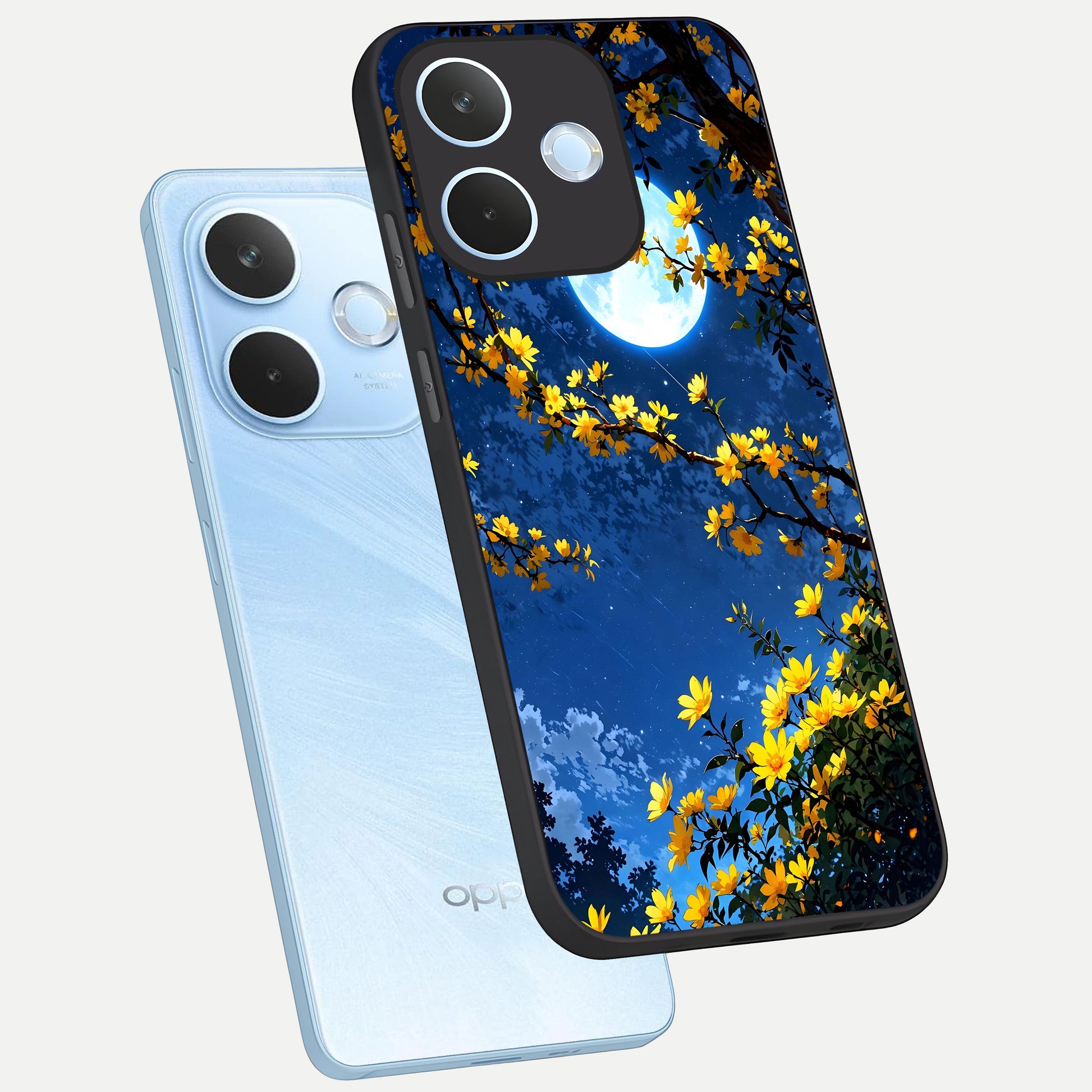  Golden Night Glow phone case For Oppo Reno 15 Pro mini showing premium glass back cover with detailed artwork