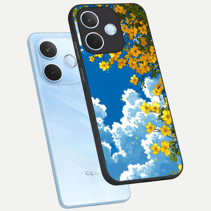 Golden Petal Sky phone case For Oppo Reno 15 Pro mini showing premium glass back cover with detailed artwork