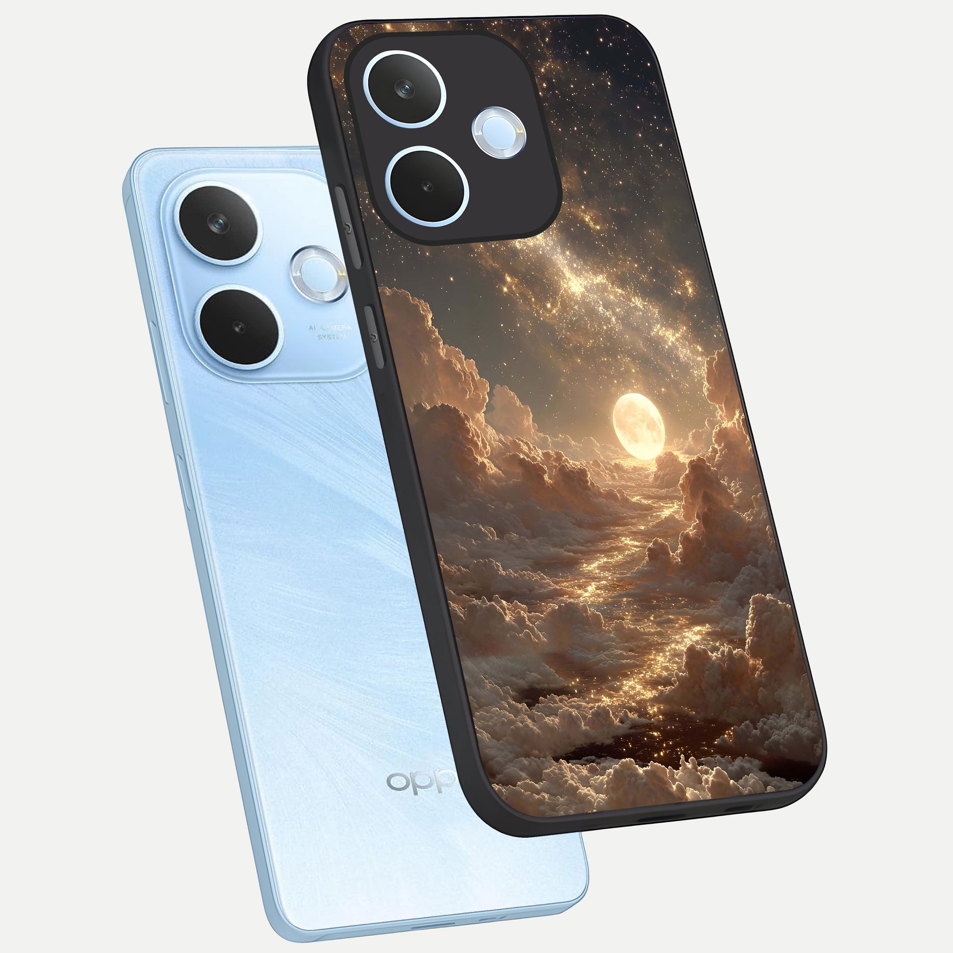  Golden Sky Dream phone case For Oppo Reno 15 Pro mini showing premium glass back cover with detailed artwork