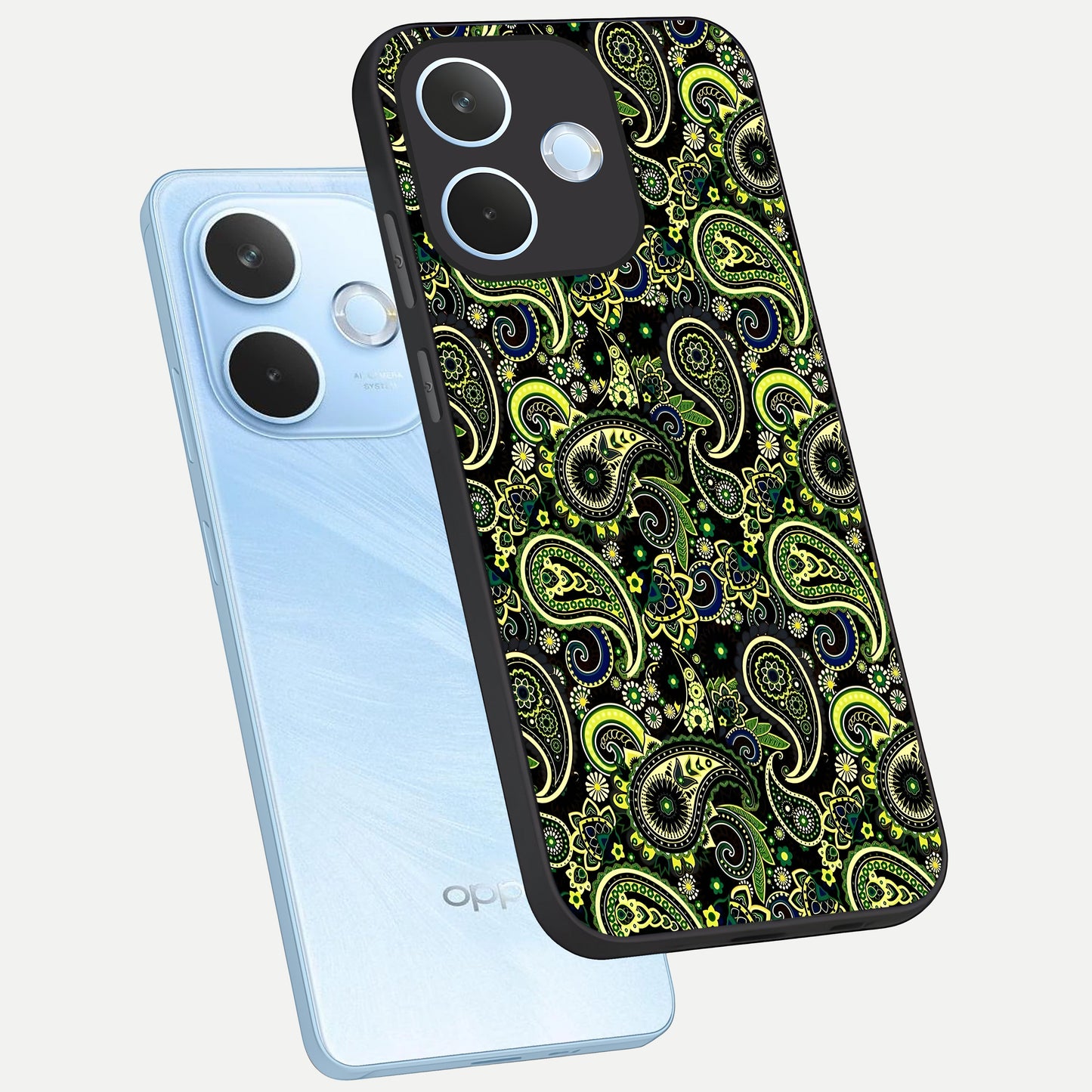  Green Lemon phone case For Oppo Reno 15 Pro mini showing premium glass back cover with detailed artwork