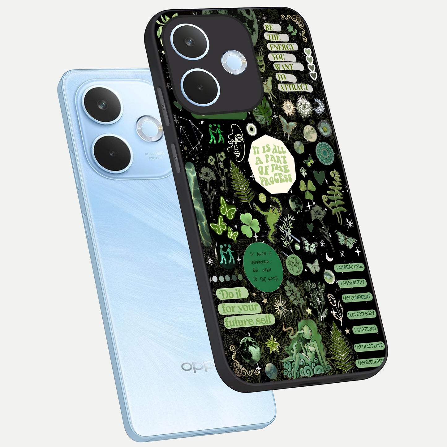  Green Mandala Pattern phone case For Oppo Reno 15 Pro mini showing premium glass back cover with detailed artwork