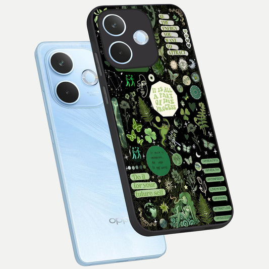  Green Mandala Pattern phone case For Oppo Reno 15 Pro mini showing premium glass back cover with detailed artwork