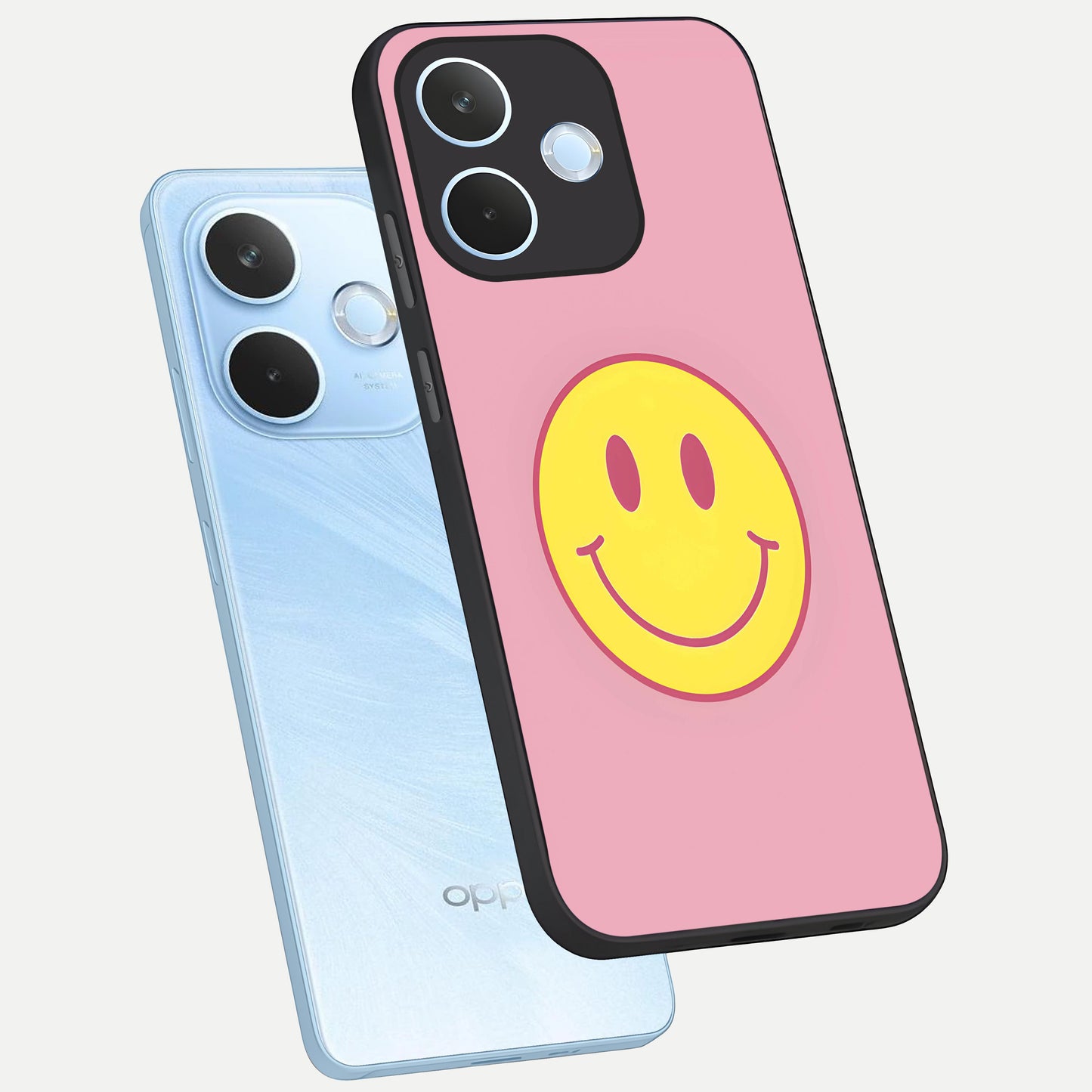  Happy Pink Mood phone case For Oppo Reno 15 Pro mini showing premium glass back cover with detailed artwork