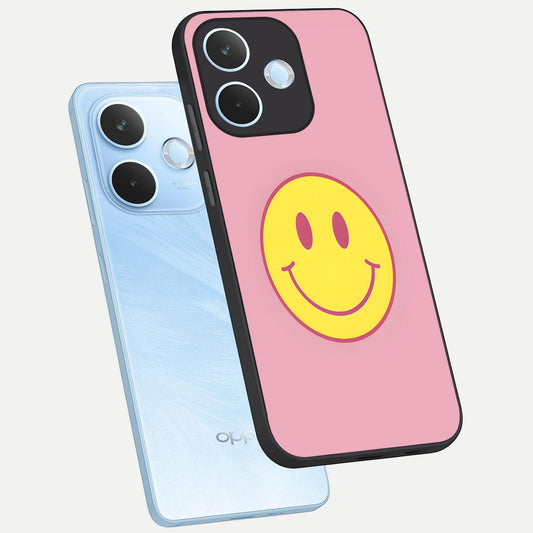  Happy Pink Mood phone case For Oppo Reno 15 Pro mini showing premium glass back cover with detailed artwork