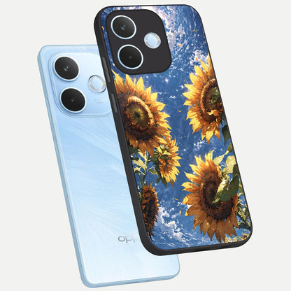  Heavenly Sunflower Rise phone case For Oppo Reno 15 Pro mini showing premium glass back cover with detailed artwork