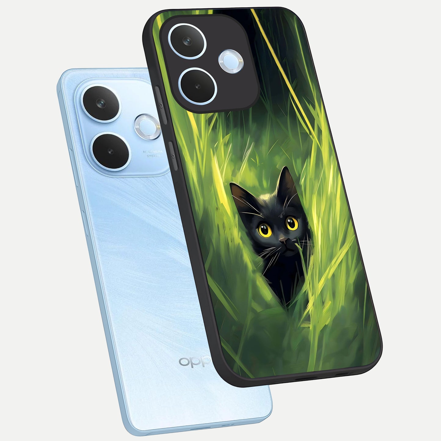  Hidden Cat Whisper phone case For Oppo Reno 15 Pro mini showing premium glass back cover with detailed artwork