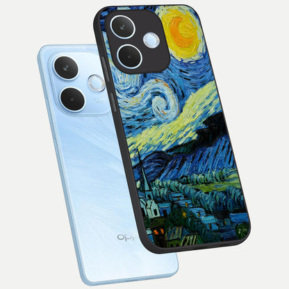  Inspired Van Gogh Art phone case For Oppo Reno 15 Pro mini showing premium glass back cover with detailed artwork