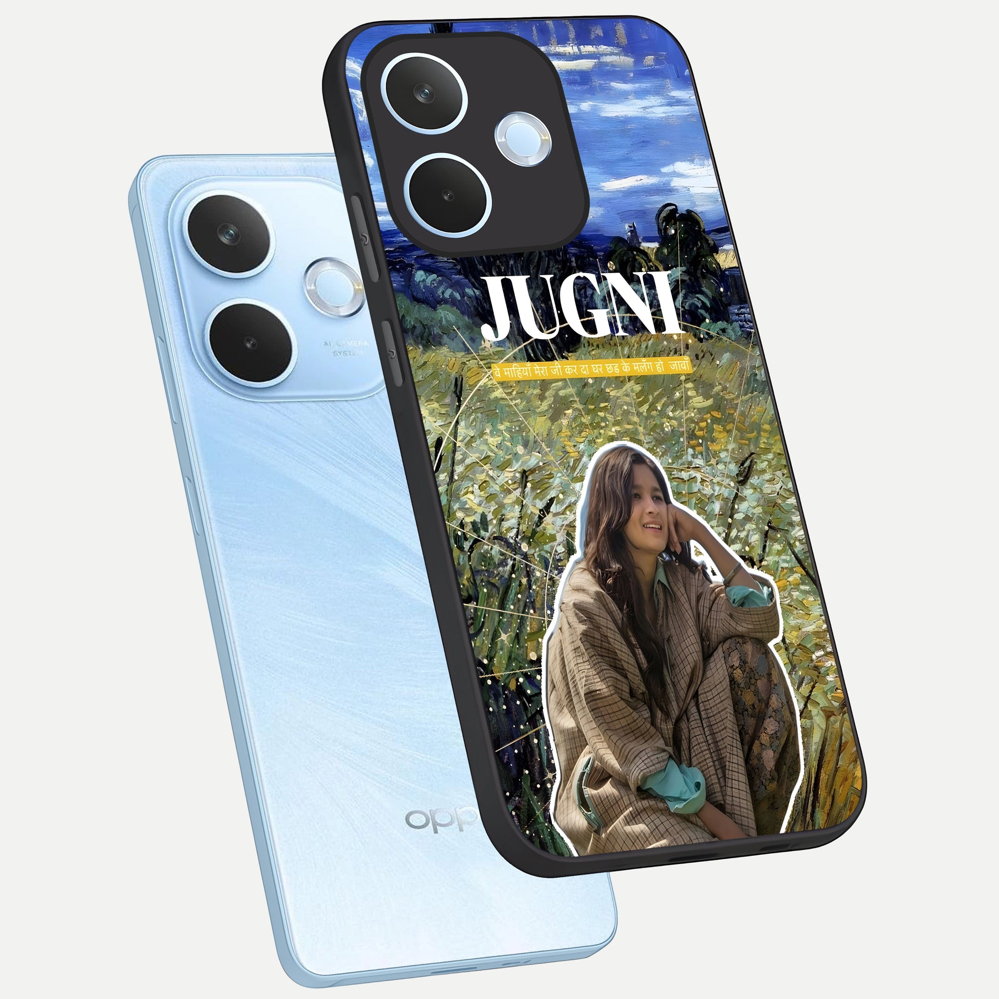  Jugni Soul Vibes phone case For Oppo Reno 15 Pro mini showing premium glass back cover with detailed artwork