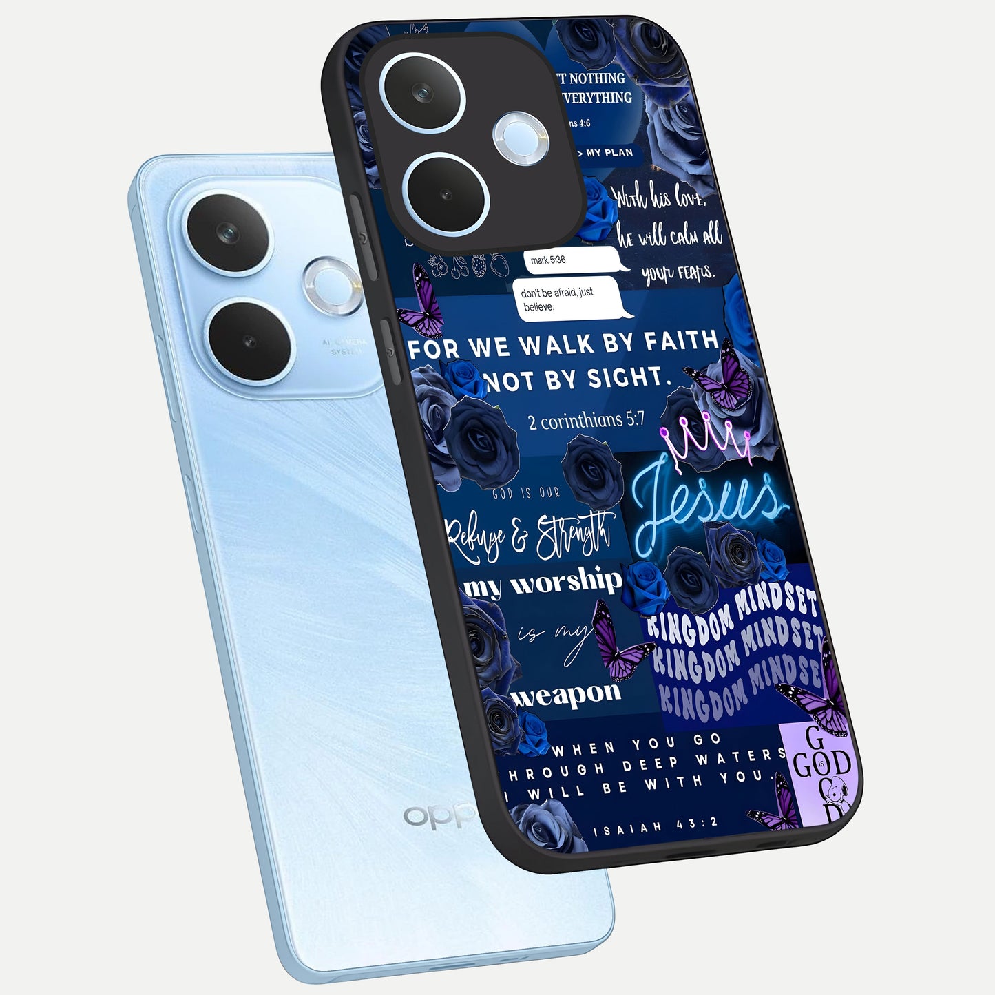  Kingdom Faith Glow phone case For Oppo Reno 15 Pro mini showing premium glass back cover with detailed artwork