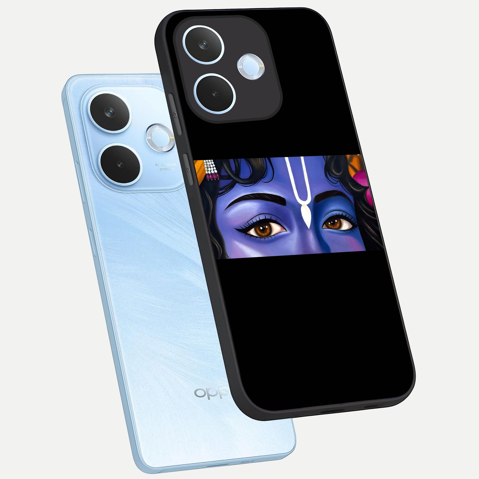  Krishna Eye phone case For Oppo Reno 15 Pro mini showing premium glass back cover with detailed artwork