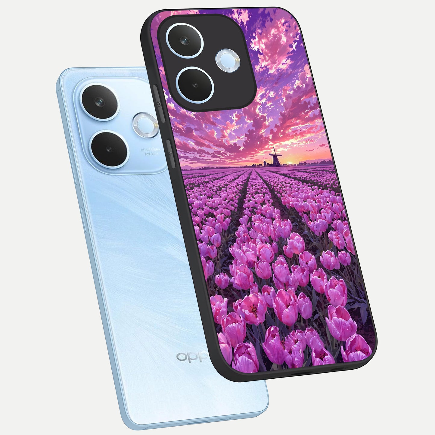  Lavender Dream Skies phone case For Oppo Reno 15 Pro mini showing premium glass back cover with detailed artwork